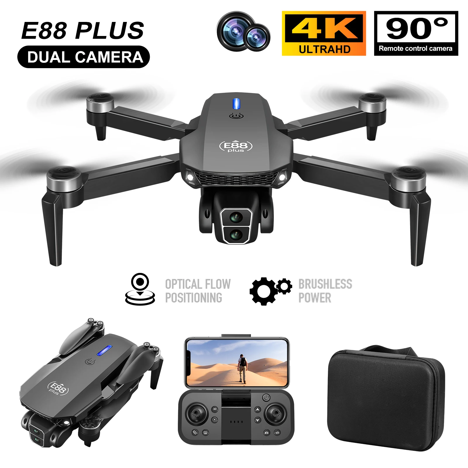 Drone Camera Hd - Nowy dron E88 Plus Quadcopter: 90